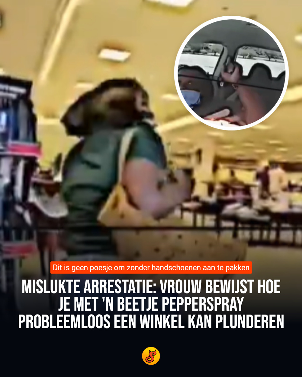 Mislukte arrestatie: vrouw bewijst hoe je met 'n beetje pepperspray probleemloos een winkel kan plunderen