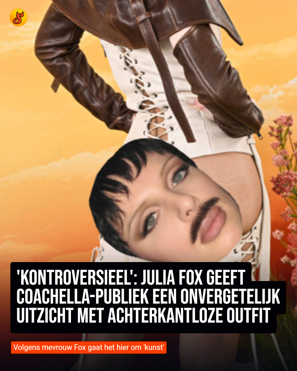 'Kontroversieel': Julia Fox geeft Coachella-publiek een onvergetelijk uitzicht met achterkantloze outfit