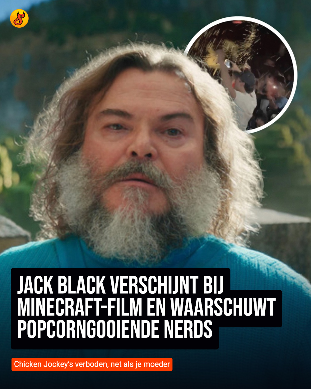 Jack Black verschijnt bij Minecraft-film en waarschuwt popcorngooiende nerds