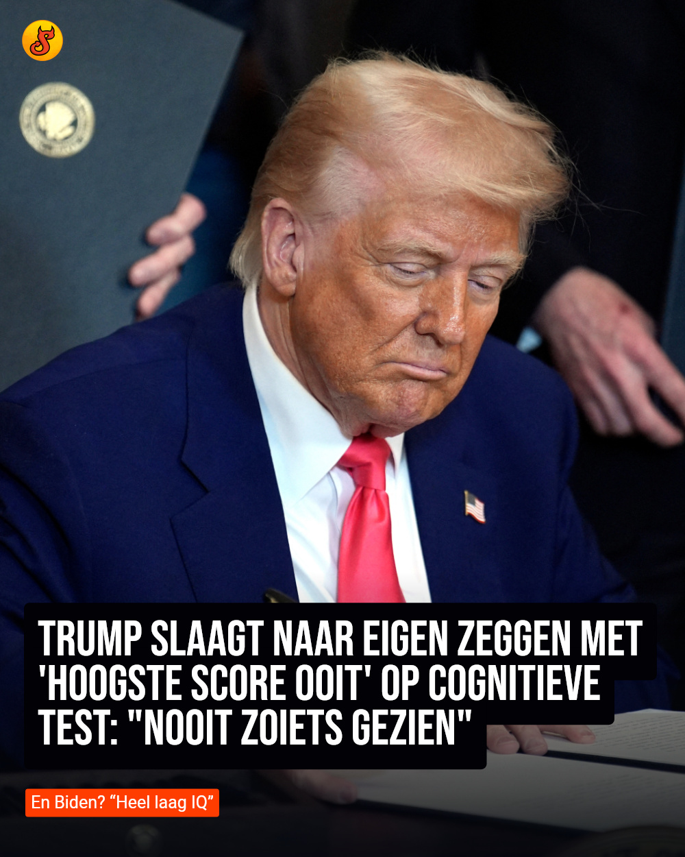 Trump slaagt naar eigen zeggen met 'hoogste score ooit' op cognitieve test: "Nooit zoiets gezien"