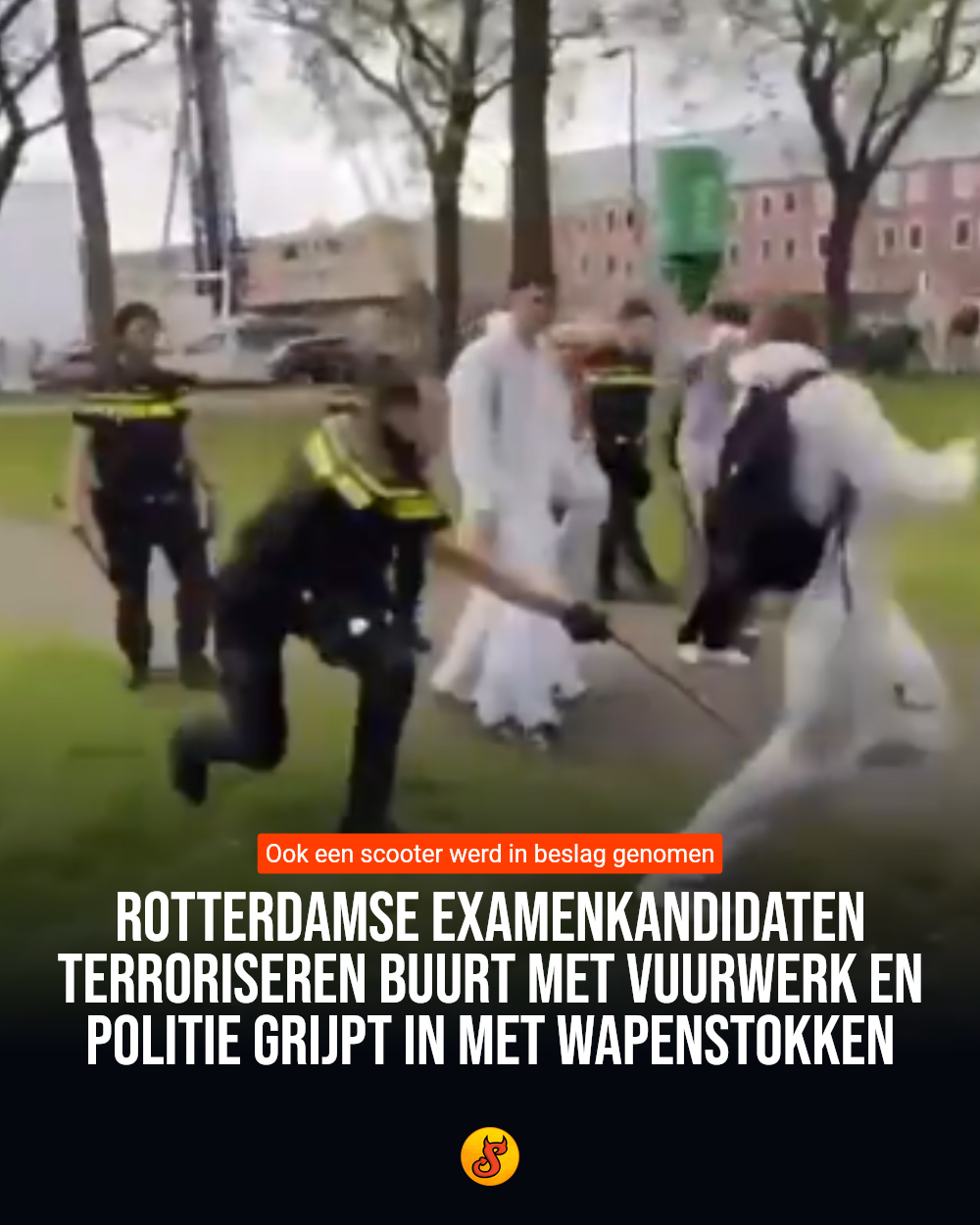 Rotterdamse examenkandidaten terroriseren buurt met vuurwerk en politie grijpt in met wapenstokken