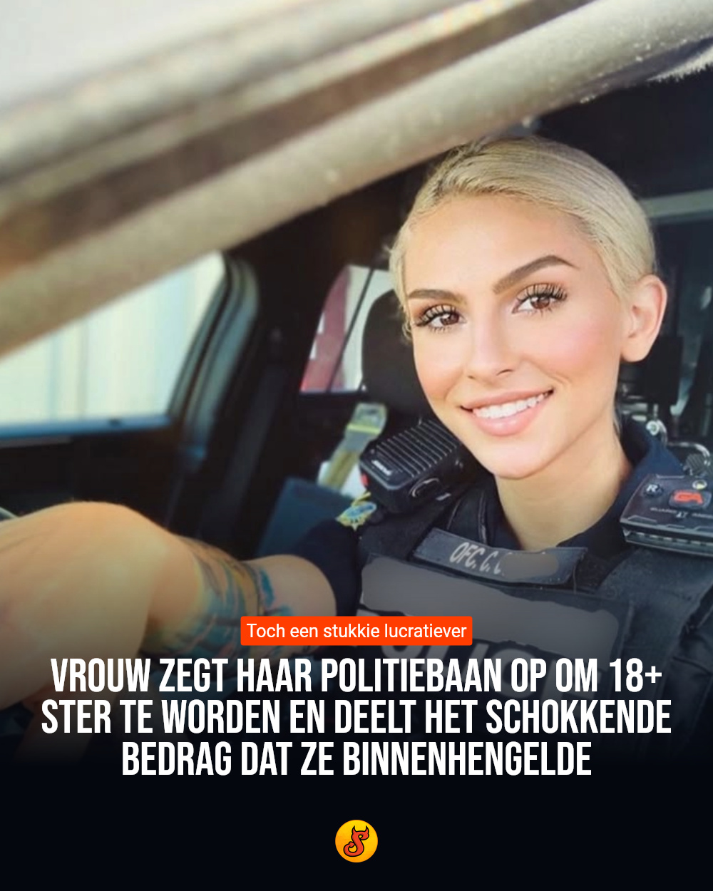 Vrouw zegt haar politiebaan op om 18+ ster te worden en deelt het schokkende bedrag dat ze binnenhengelde