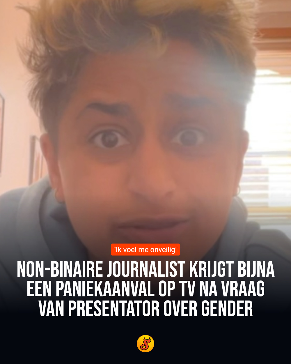 Non-binaire journalist krijgt bijna een paniekaanval op tv na vraag van presentator over gender