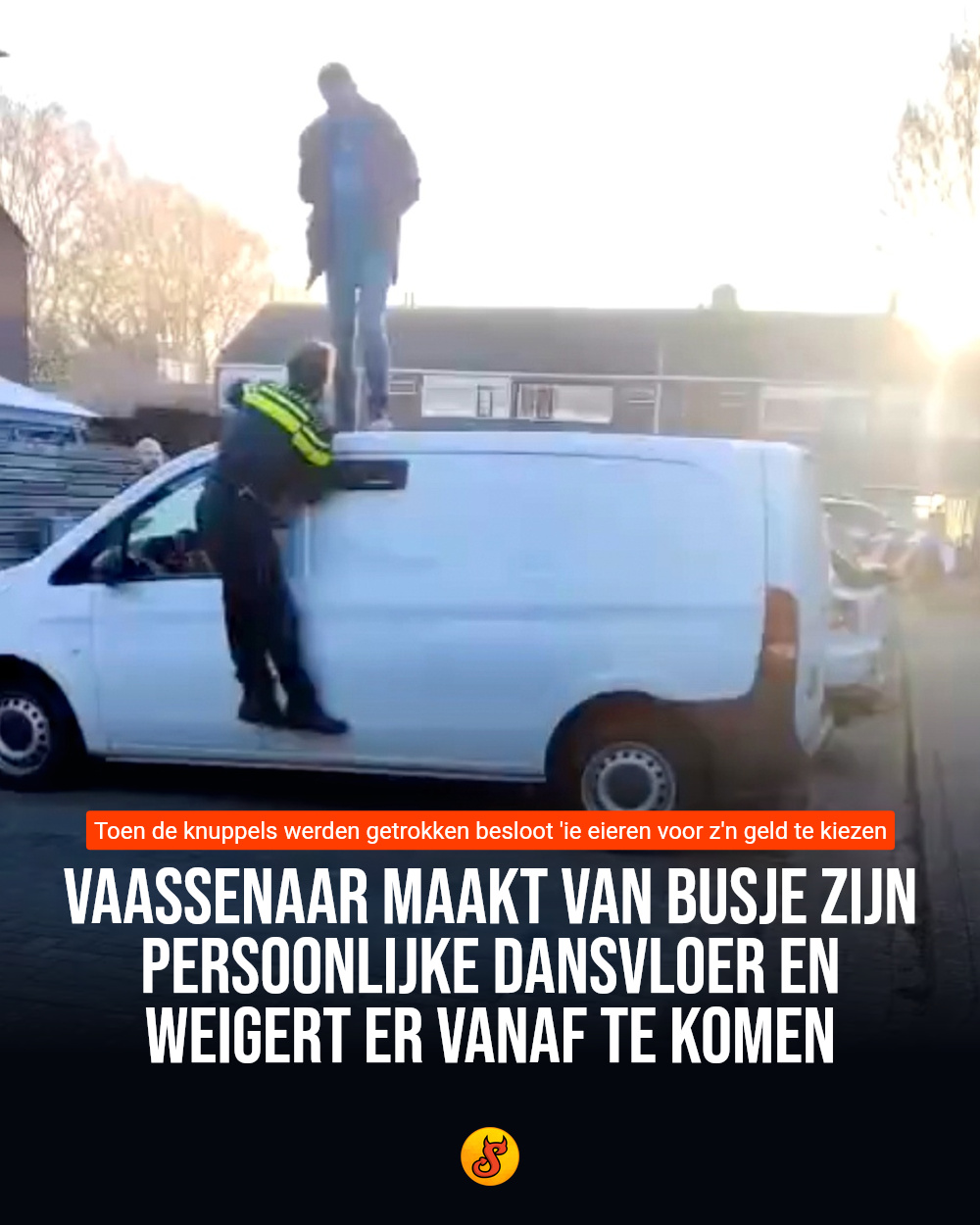 Vaassenaar maakt van busje zijn persoonlijke dansvloer en weigert er vanaf te komen