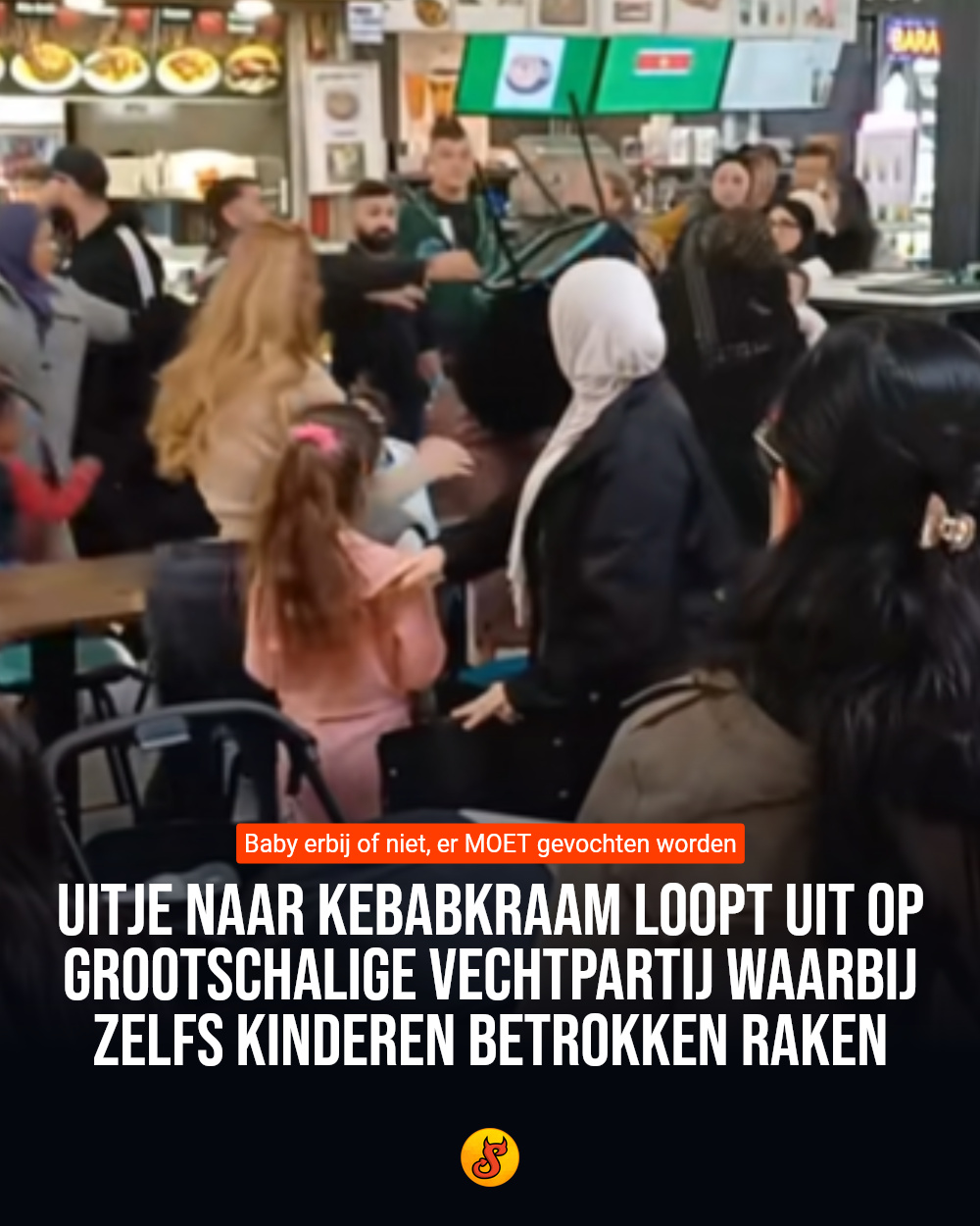 Uitje naar kebabkraam loopt uit op grootschalige vechtpartij waarbij zelfs kinderen betrokken raken