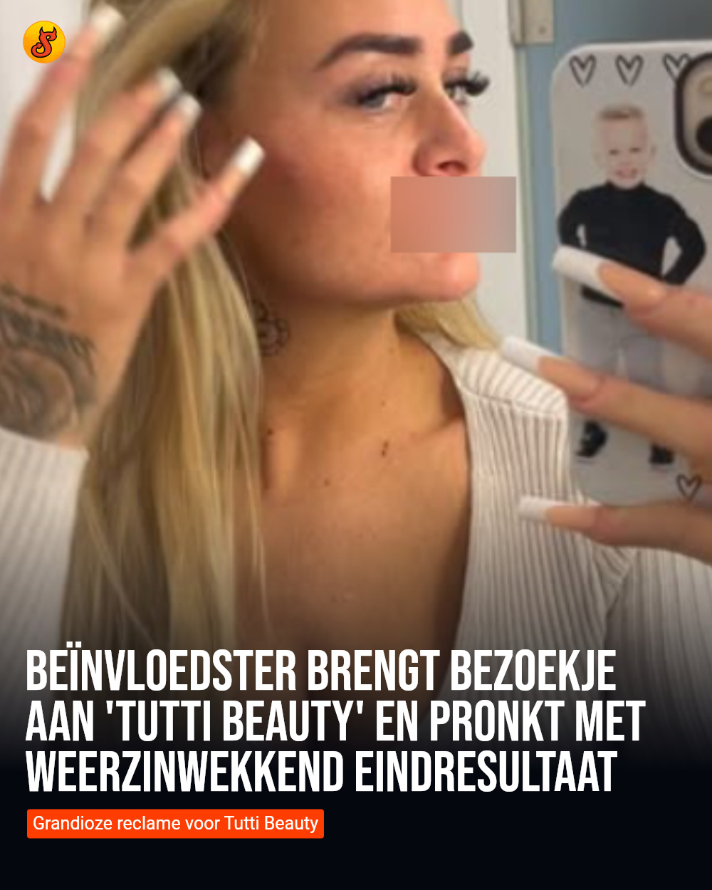 Beïnvloedster brengt bezoekje aan 'Tutti Beauty' en pronkt met weerzinwekkend eindresultaat