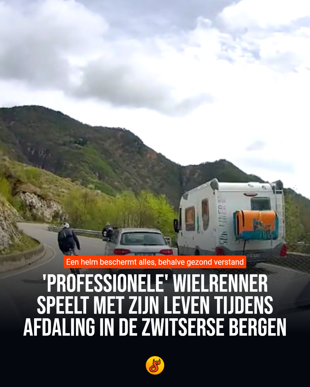 'Professionele' wielrenner speelt met zijn leven tijdens afdaling in de Zwitserse bergen