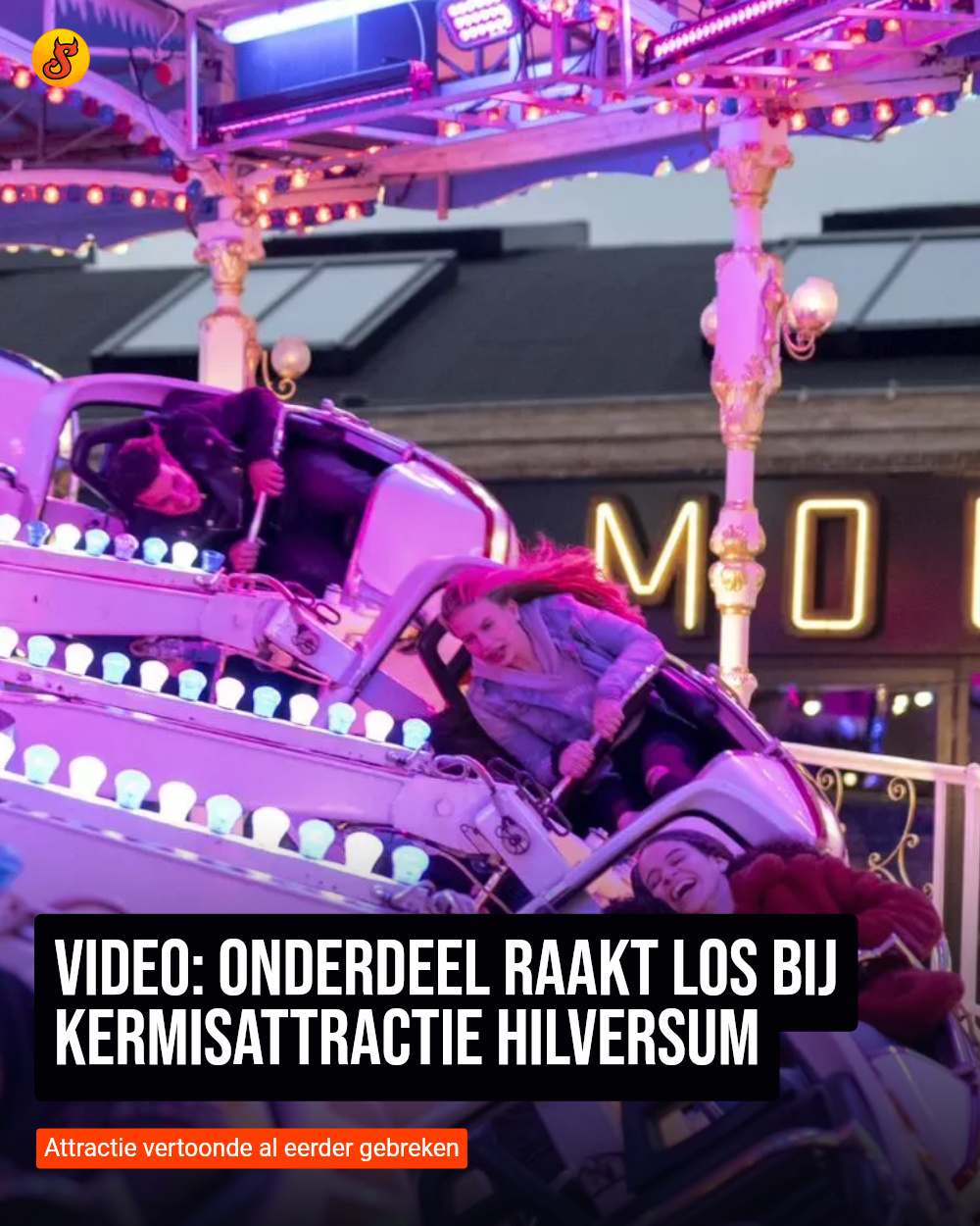 VIDEO: Onderdeel raakt los bij kermisattractie Hilversum