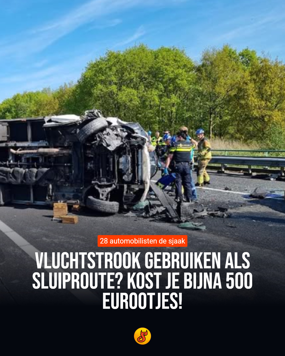 Vluchtstrook gebruiken als sluiproute? Kost je bijna 500 eurootjes!