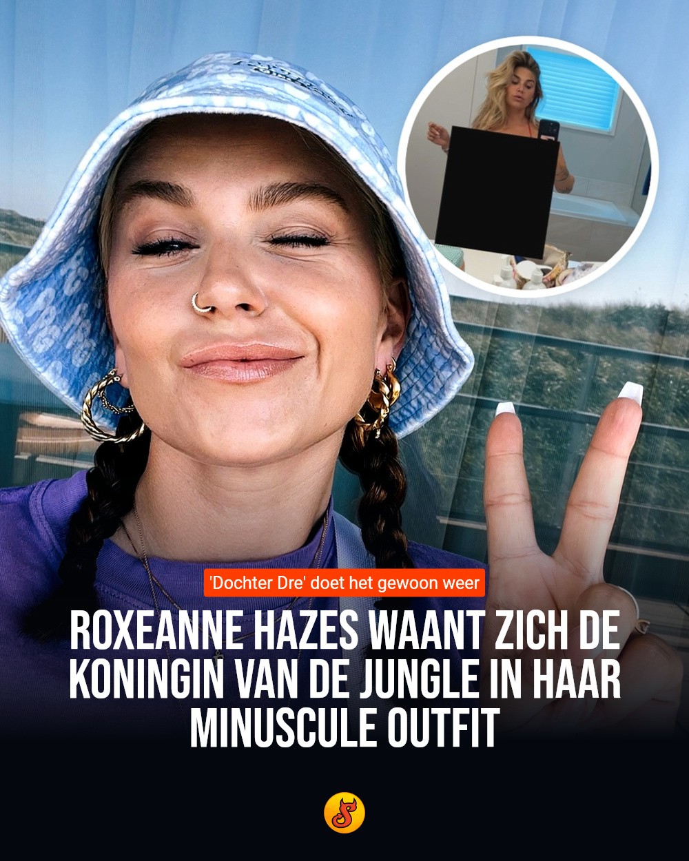 Roxeanne Hazes waant zich de koningin van de jungle in haar minuscule outfit