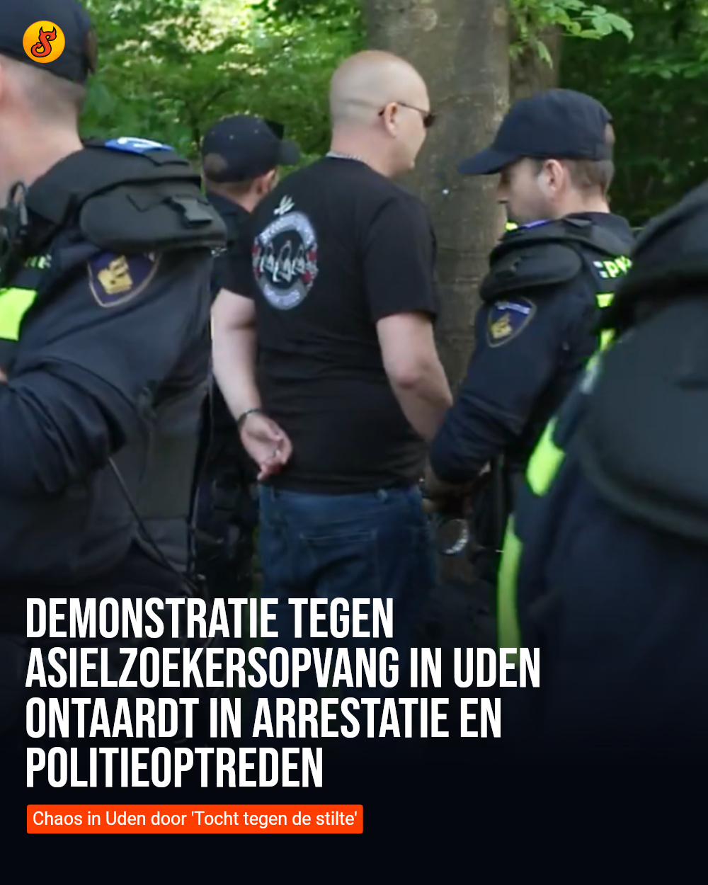Demonstratie tegen asielzoekersopvang in Uden ontaardt in arrestatie en politieoptreden