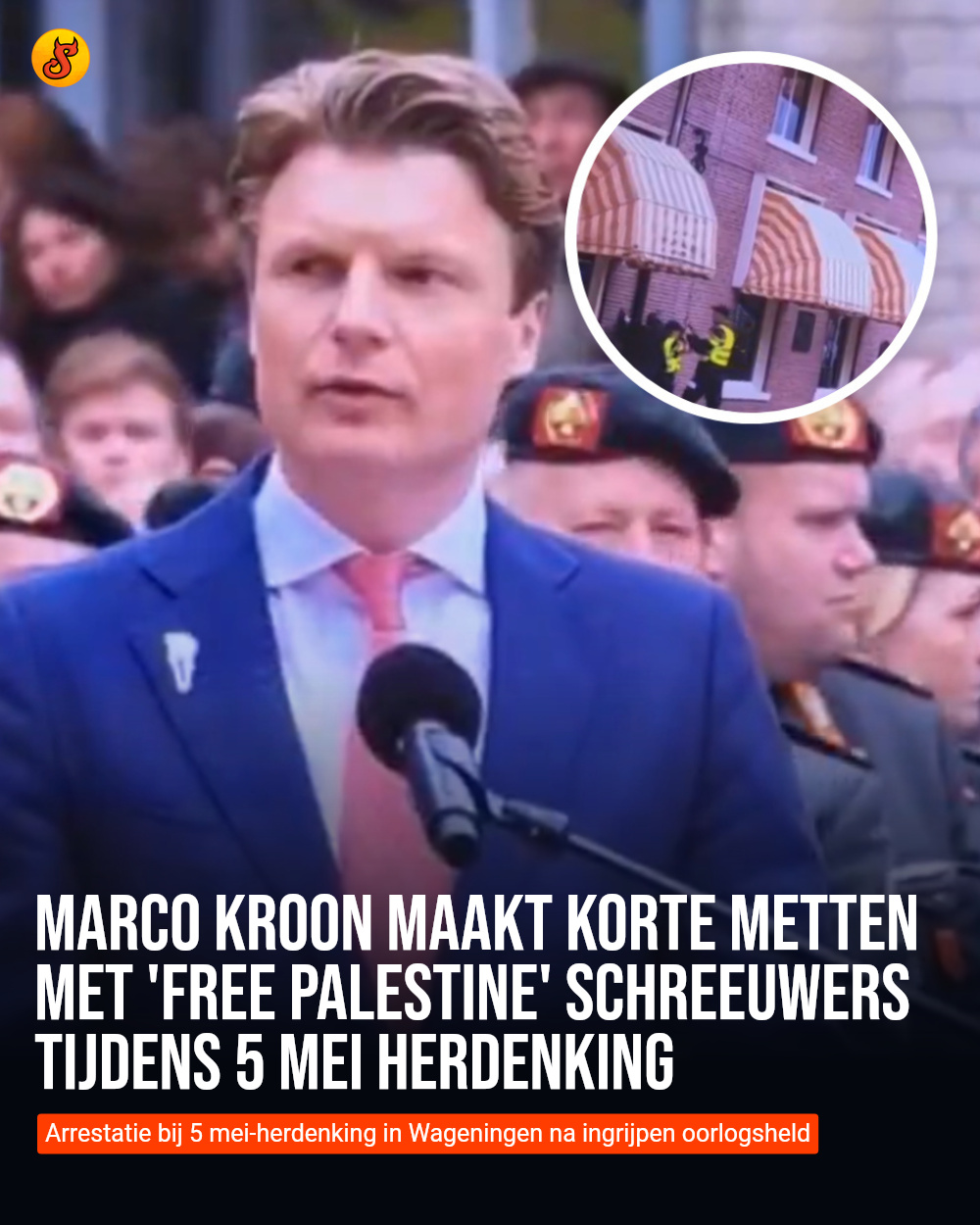 Marco Kroon maakt korte metten met 'Free Palestine' schreeuwers tijdens 5 mei herdenking