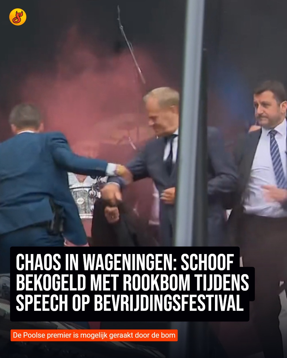 Chaos in Wageningen: Schoof bekogeld met rookbom tijdens speech op Bevrijdingsfestival