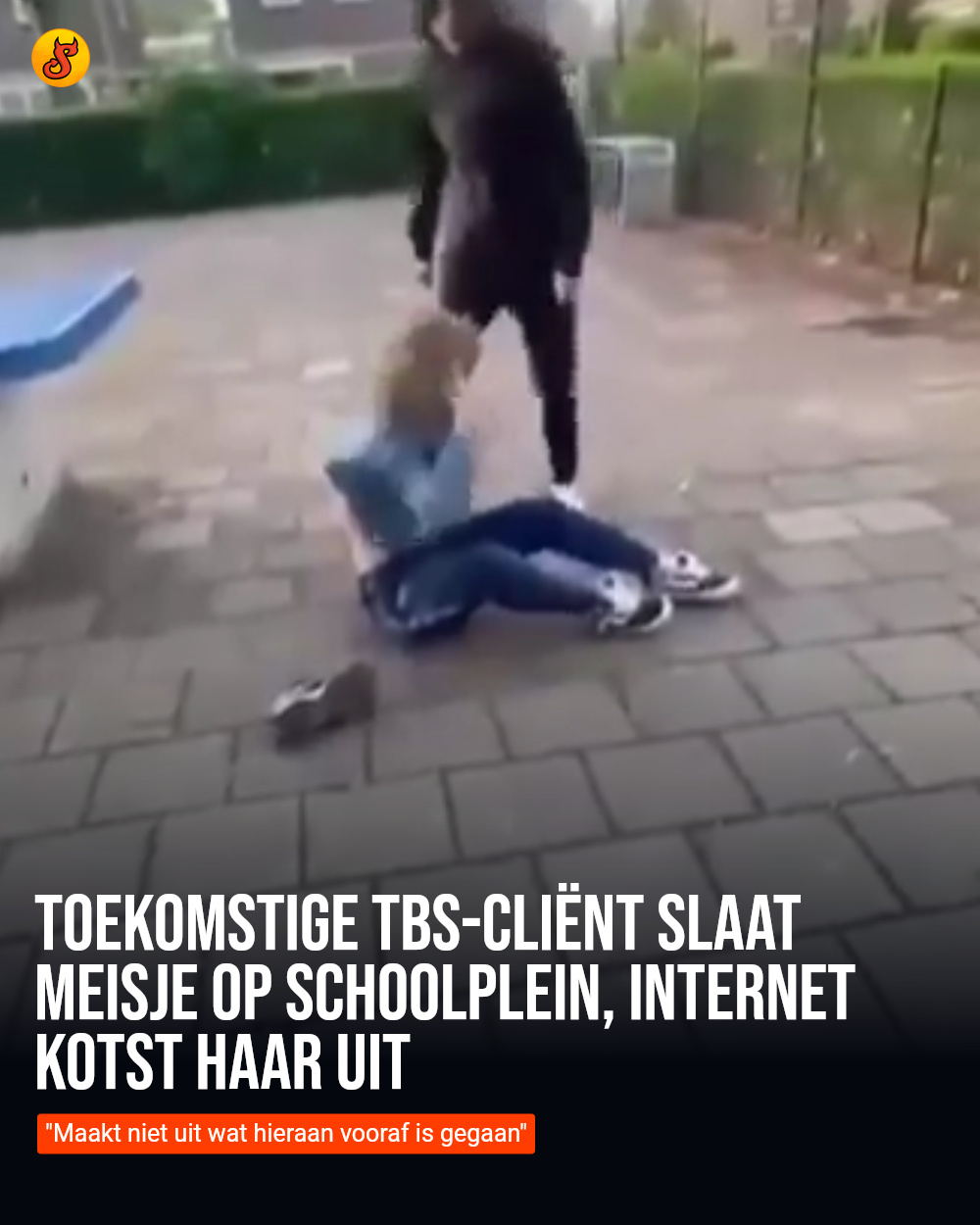 Toekomstige TBS-cliënt slaat meisje op schoolplein, internet kotst haar uit