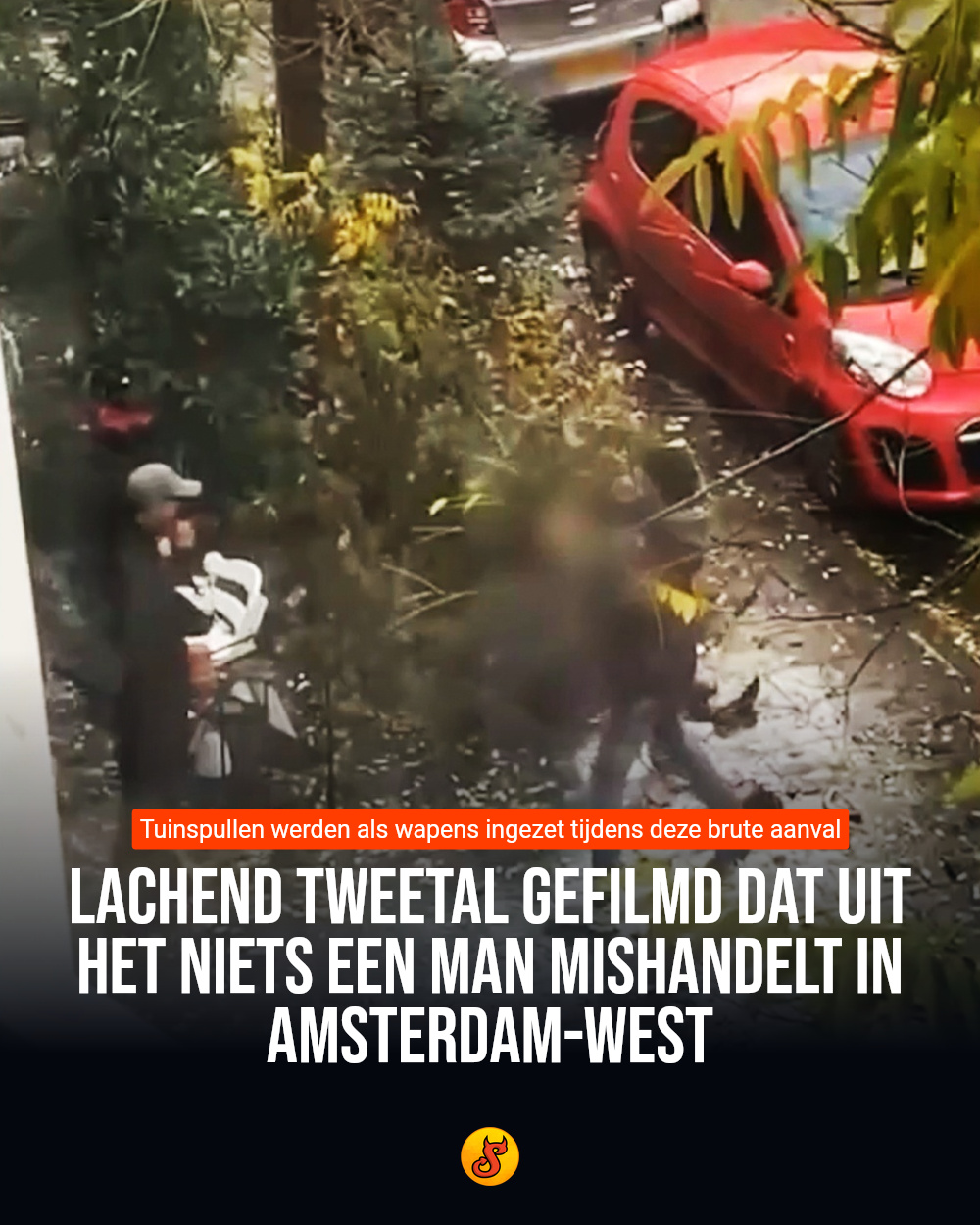 Lachend tweetal gefilmd dat uit het niets een man mishandelt in Amsterdam-West