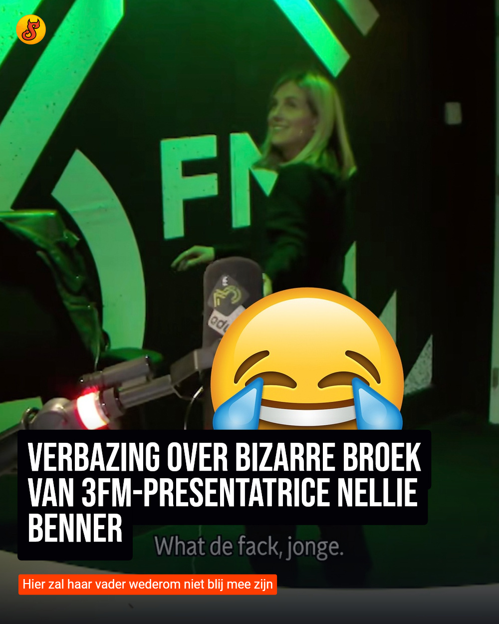 Verbazing over bizarre broek van 3FM-presentatrice Nellie Benner