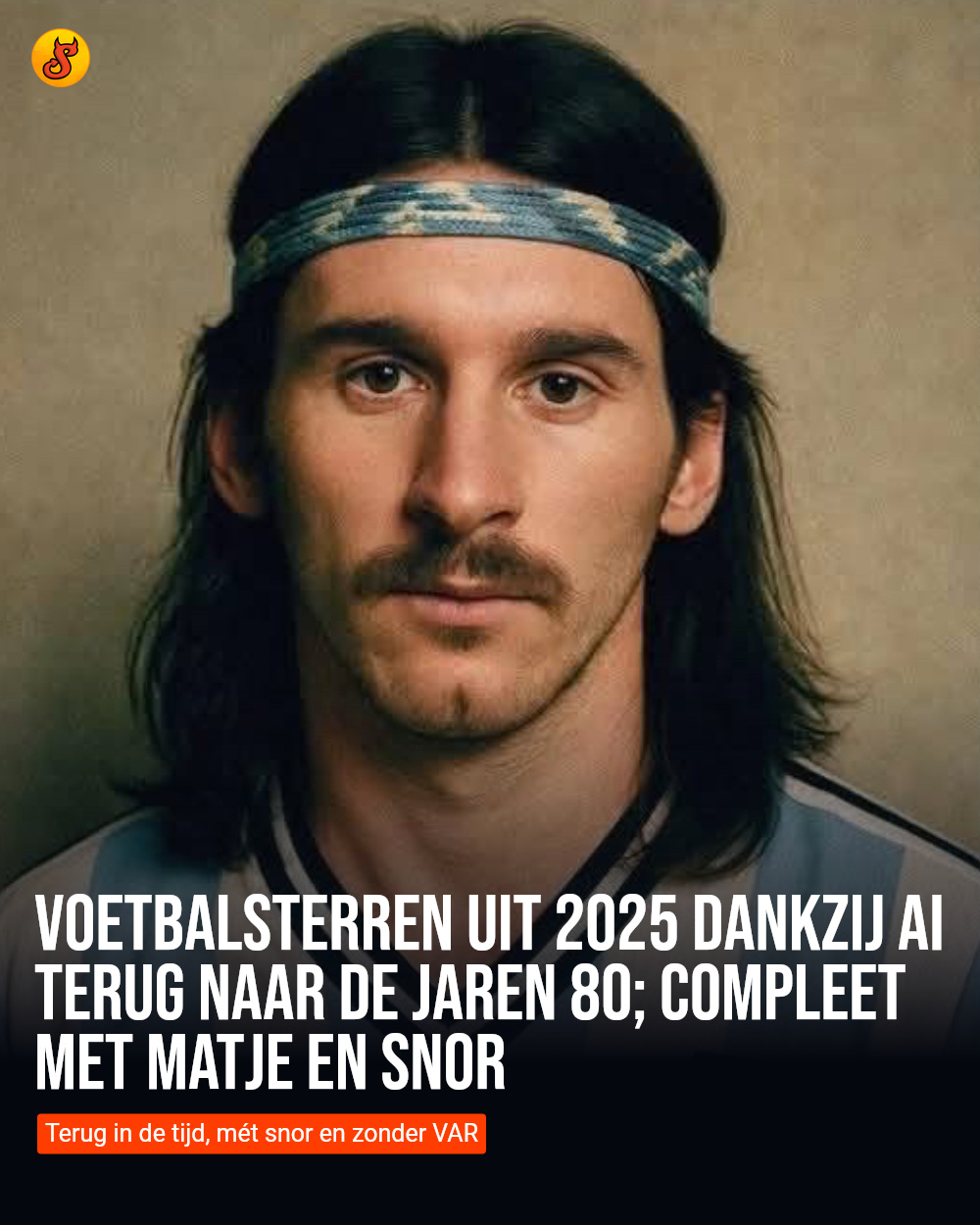 Voetbalsterren uit 2025 dankzij AI terug naar de jaren 80; compleet met matje en snor