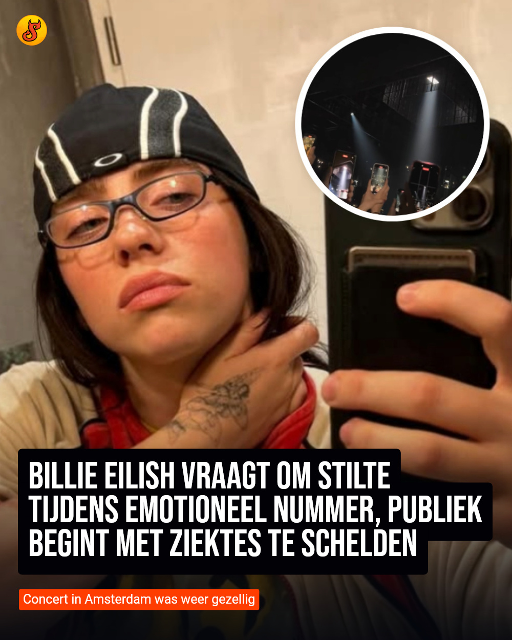 Billie Eilish vraagt om stilte tijdens emotioneel nummer, publiek begint met ziektes te schelden