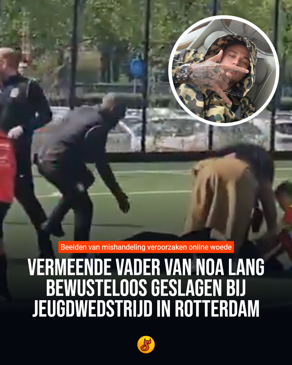 Vermeende vader van Noa Lang bewusteloos geslagen bij jeugdwedstrijd in Rotterdam