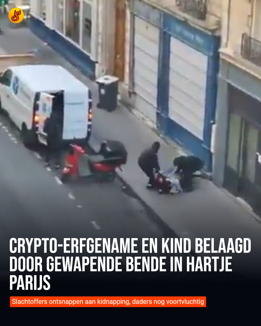 Crypto-erfgename en kind belaagd door gewapende bende in hartje Parijs