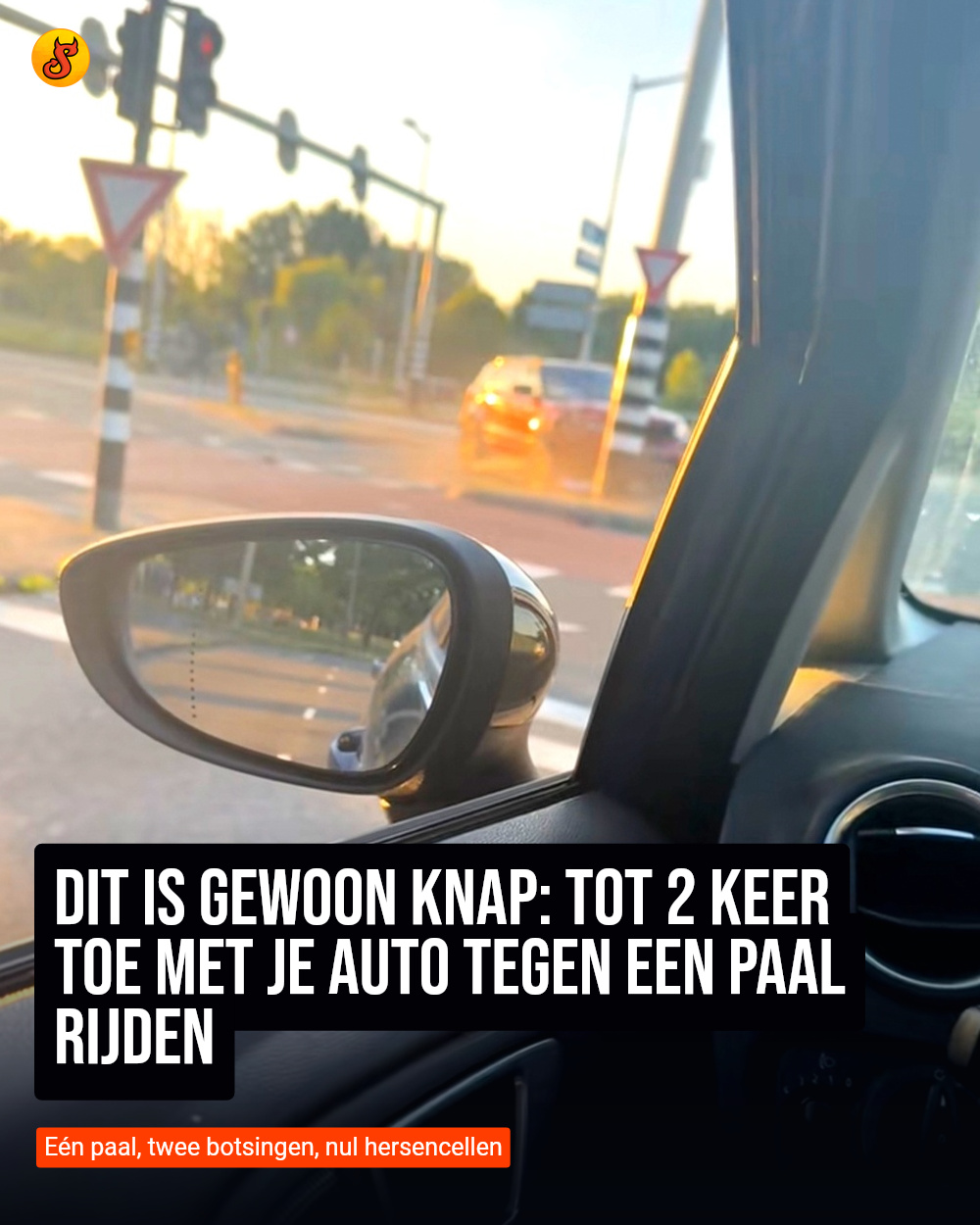Dit is gewoon knap: Tot 2 keer toe met je auto tegen een paal rijden