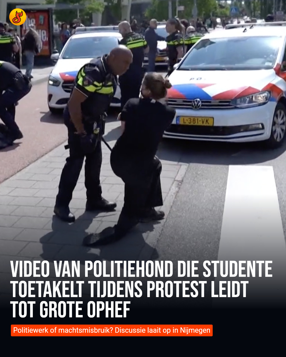 Video van politiehond die studente toetakelt tijdens protest leidt tot grote ophef