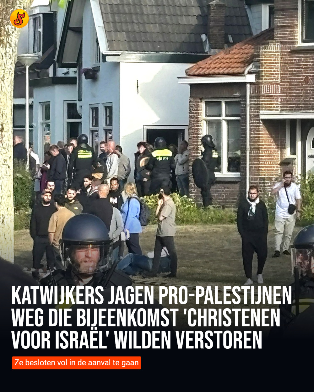 Katwijkers jagen pro-Palestijnen weg die bijeenkomst 'Christenen voor Israël' wilden verstoren