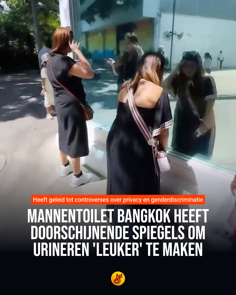 Mannentoilet Bangkok heeft doorschijnende spiegels om urineren 'leuker' te maken