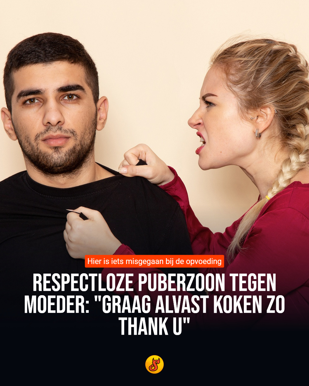 Respectloze puberzoon tegen moeder: "Graag alvast koken zo thank u"