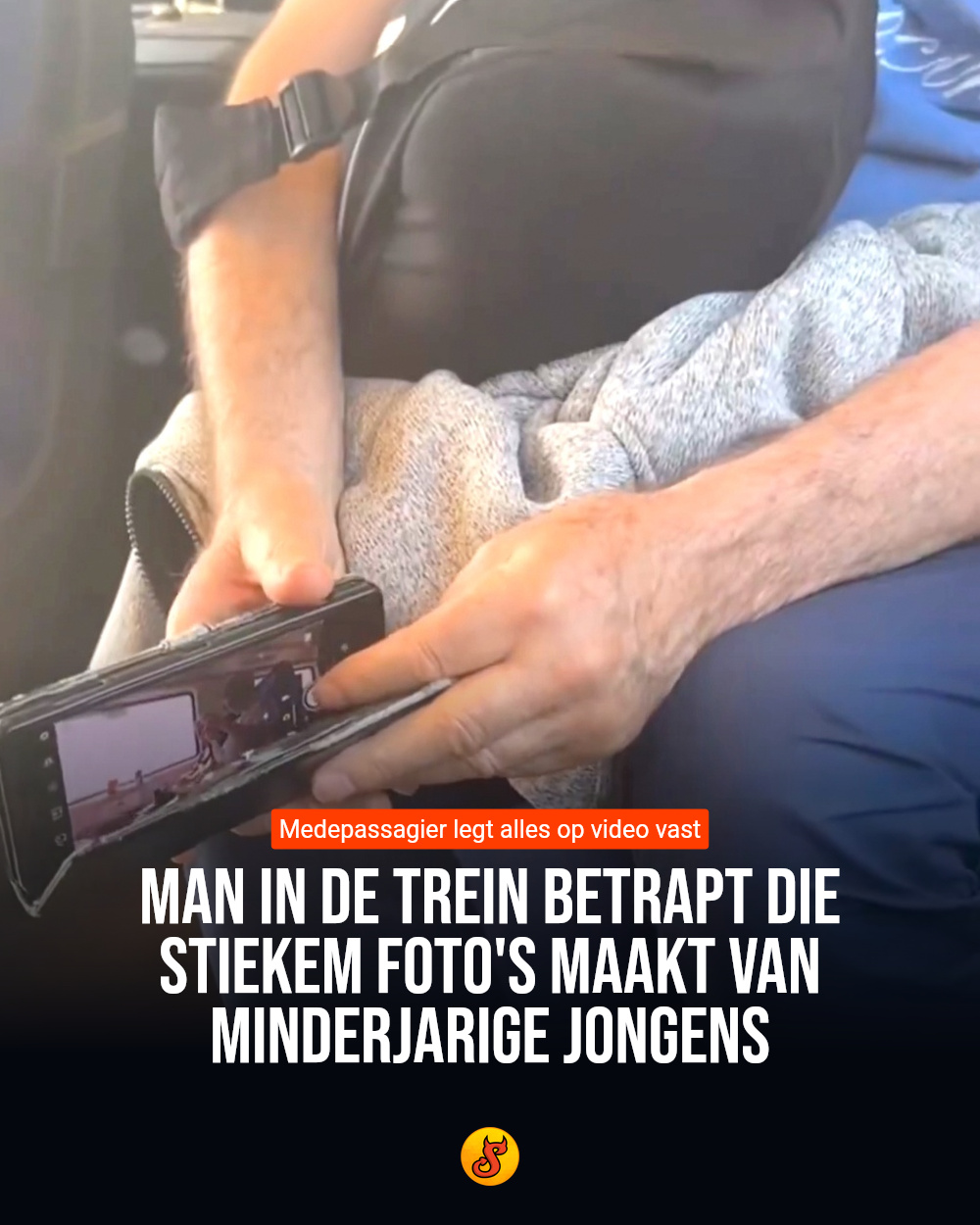 Man in de trein betrapt die stiekem foto's maakt van minderjarige jongens