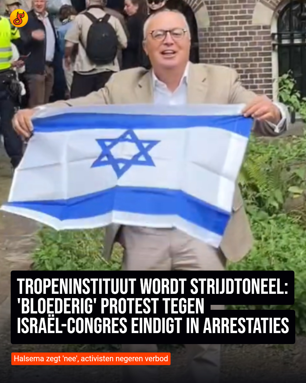 Tropeninstituut wordt strijdtoneel: 'bloederig' protest tegen Israël-congres eindigt in arrestaties
