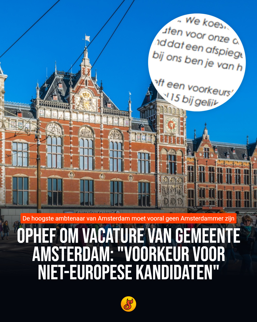 Ophef om vacature van gemeente Amsterdam: "Voorkeur voor niet-Europese kandidaten"