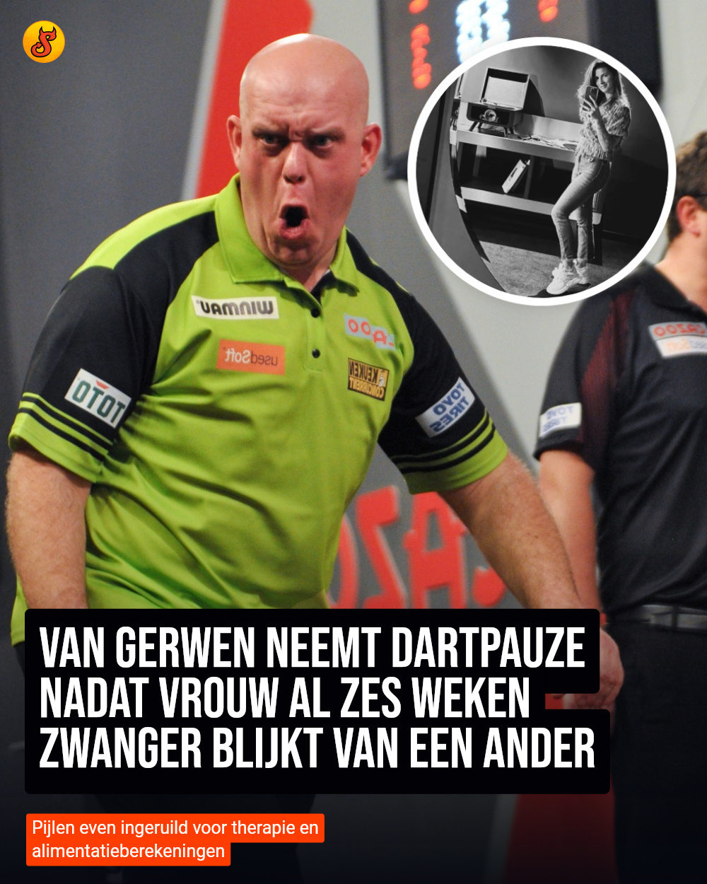 Van Gerwen neemt dartpauze nadat vrouw al zes weken zwanger blijkt van een ander