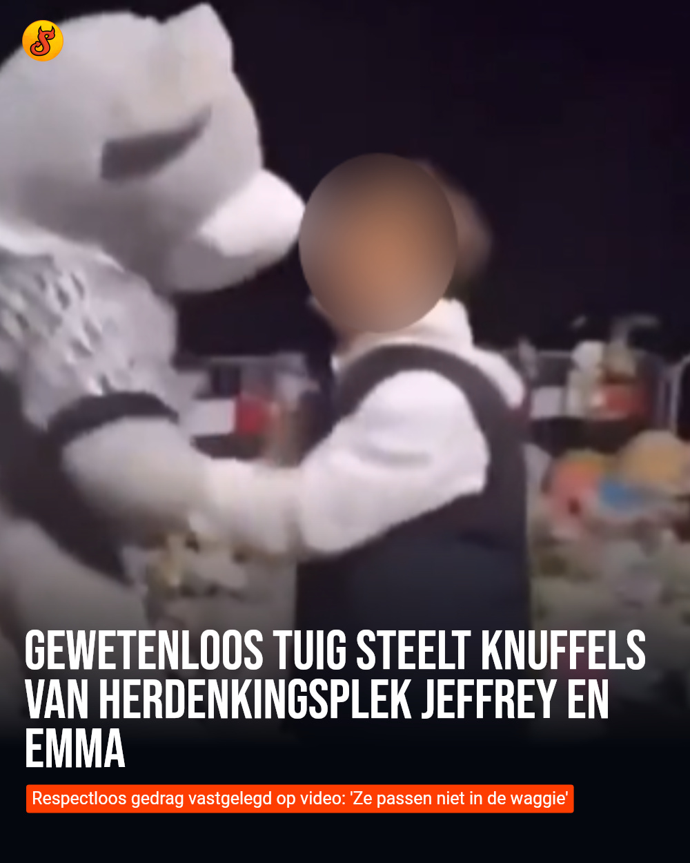 Gewetenloos tuig steelt knuffels van herdenkingsplek Jeffrey en Emma
