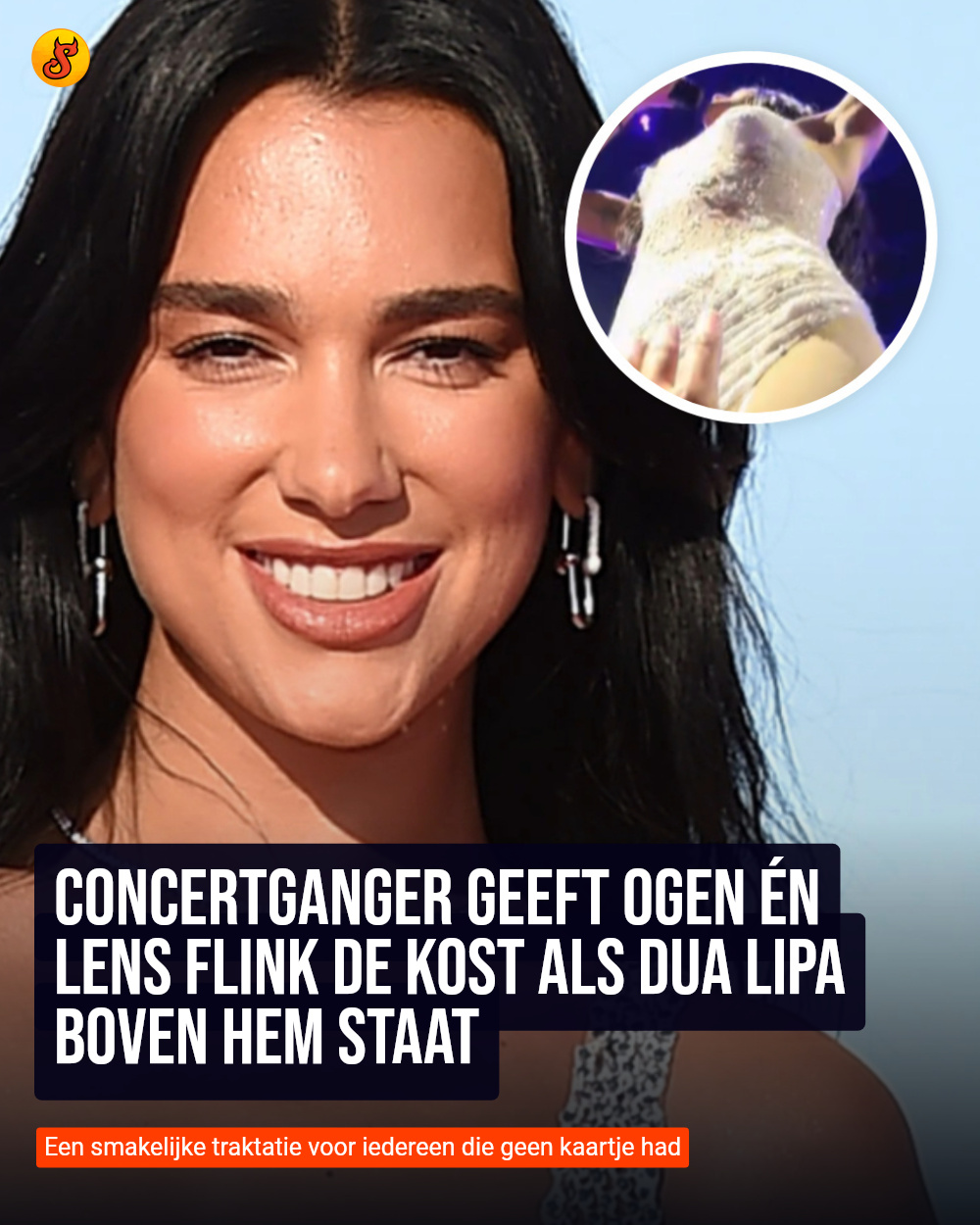 Concertganger geeft ogen én lens flink de kost als Dua Lipa boven hem staat