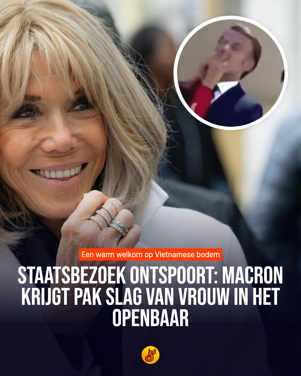 Staatsbezoek ontspoort: Macron krijgt pak slag van vrouw in het openbaar