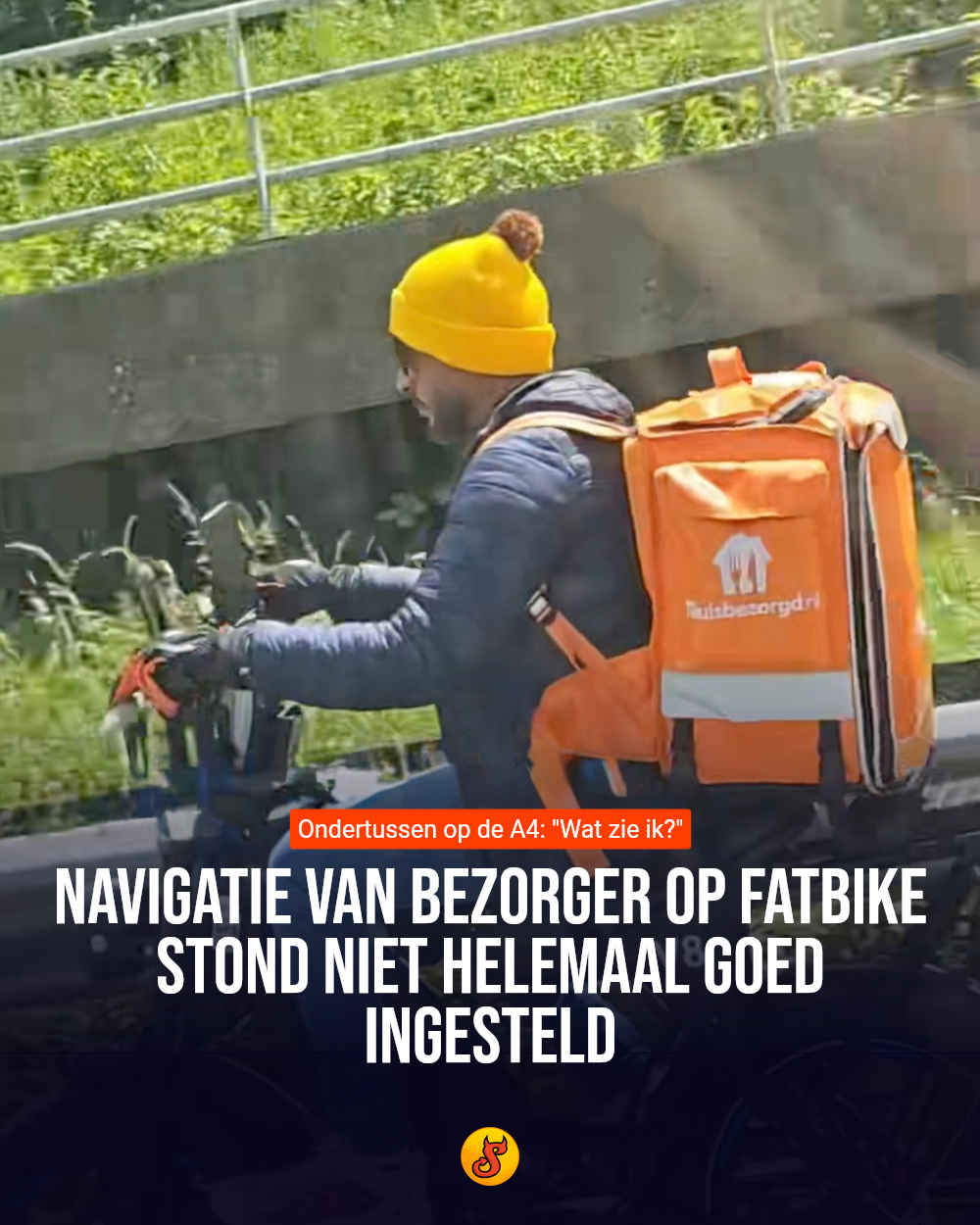 Navigatie van bezorger op fatbike stond niet helemaal goed ingesteld