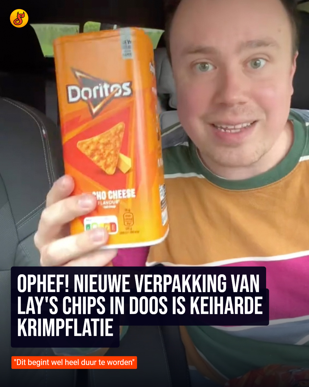 Ophef! Nieuwe verpakking van Lay's chips in doos is keiharde krimpflatie