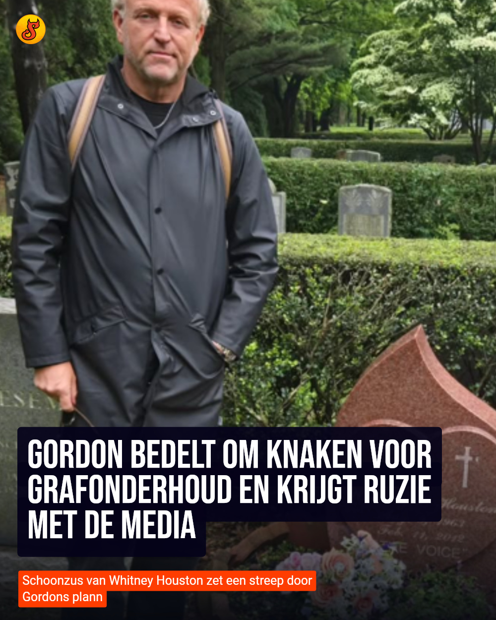Gordon bedelt om knaken voor grafonderhoud en krijgt ruzie met de media