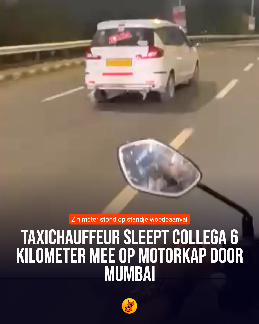 Taxichauffeur sleept collega 6 kilometer mee op motorkap door Mumbai