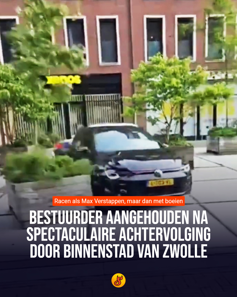 Bestuurder aangehouden na spectaculaire achtervolging door binnenstad van Zwolle