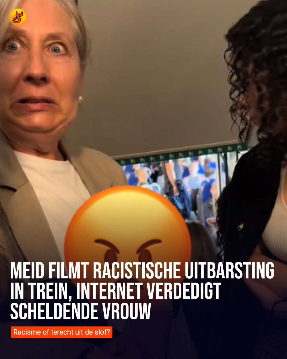 Meid filmt racistische uitbarsting in trein, internet verdedigt scheldende vrouw