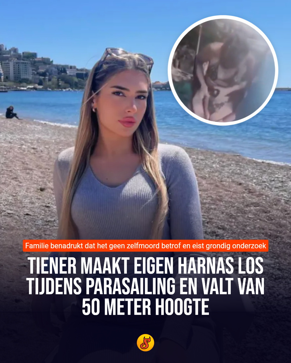Tiener maakt eigen harnas los tijdens parasailing en valt van 50 meter hoogte