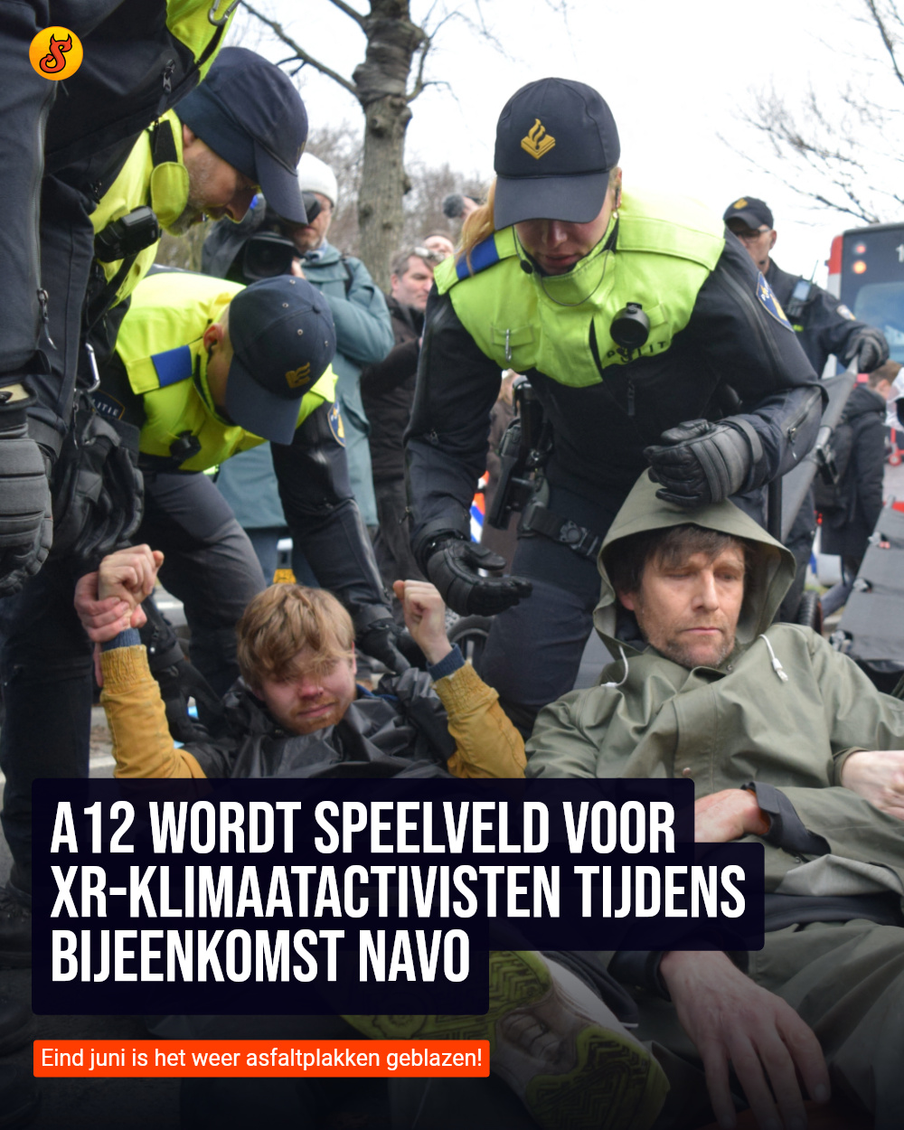 A12 wordt speelveld voor XR-klimaatactivisten tijdens bijeenkomst NAVO