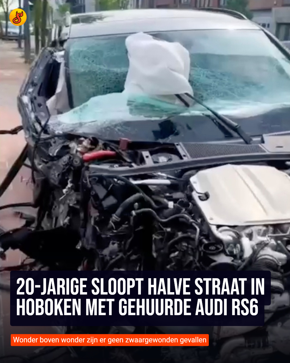 20-jarige sloopt halve straat in Hoboken met gehuurde Audi RS6