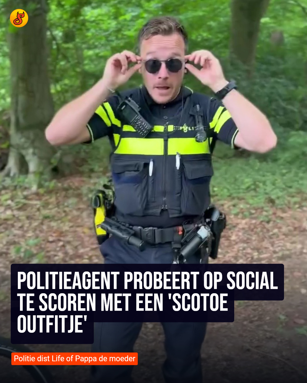 Politieagent probeert op social te scoren met een 'scotoe outfitje'