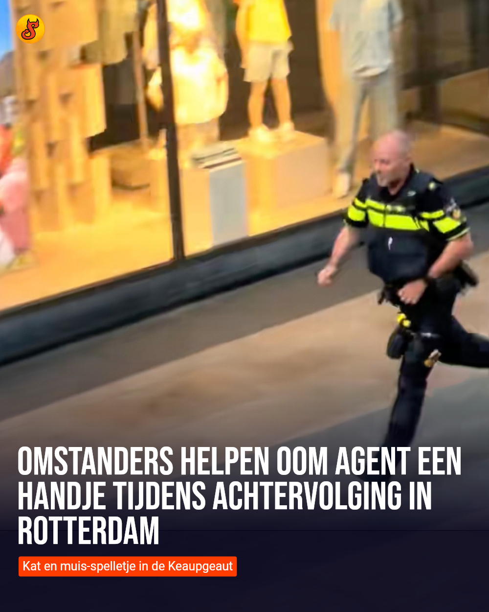 Omstanders helpen oom agent een handje tijdens achtervolging in Rotterdam