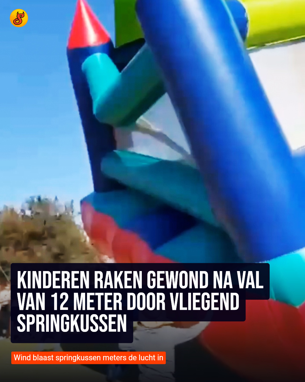 Kinderen raken gewond na val van 12 meter door vliegend springkussen