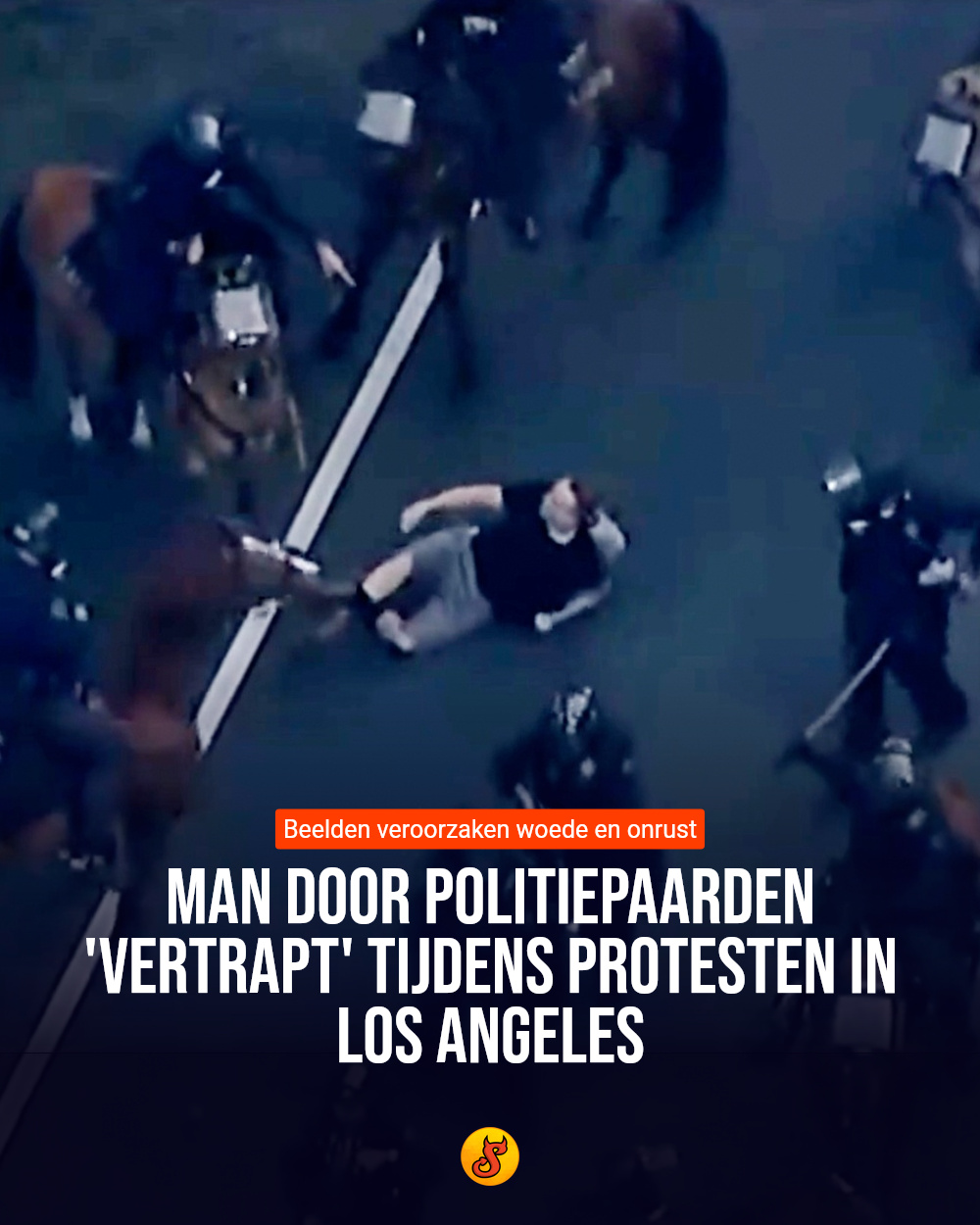 Man door politiepaarden 'vertrapt' tijdens protesten in Los Angeles