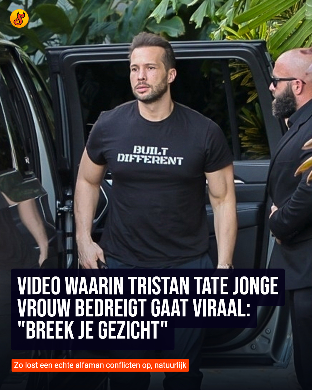 Video waarin Tristan Tate jonge vrouw bedreigt gaat viraal: "Breek je gezicht"